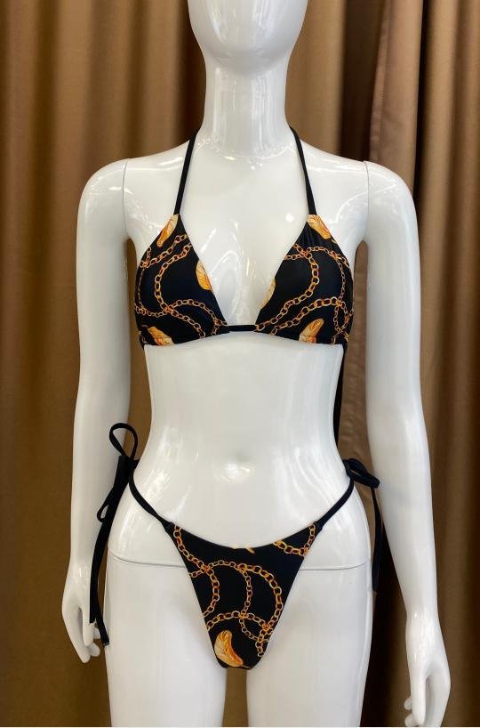 Premium Chain Print Halter Bikini Set
