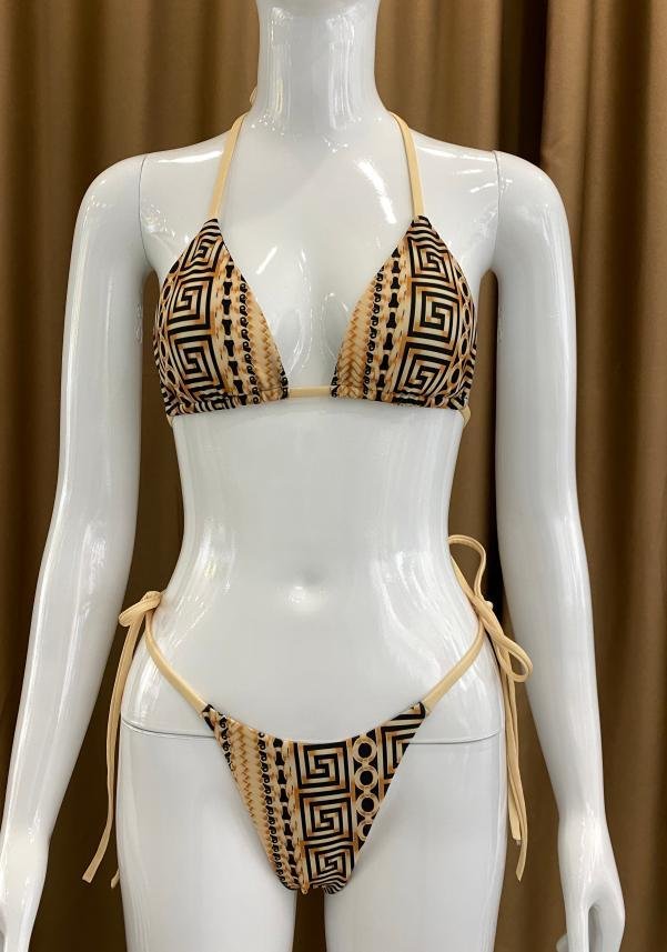 Premium Geometric Print Halter Bikini Set