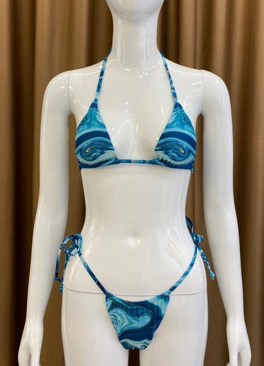 Oceanic Swirl Halter Bikini Set
