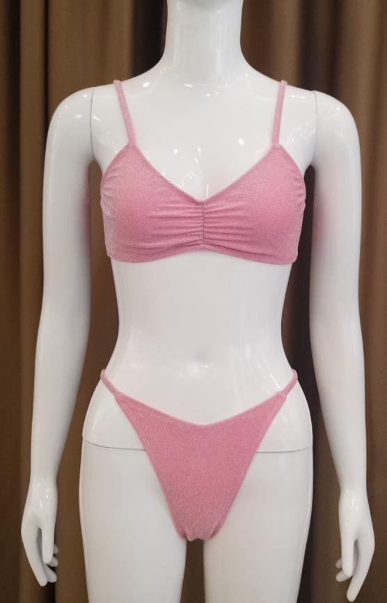 Premium Shimmer Pink Two-Piece Bikini Set