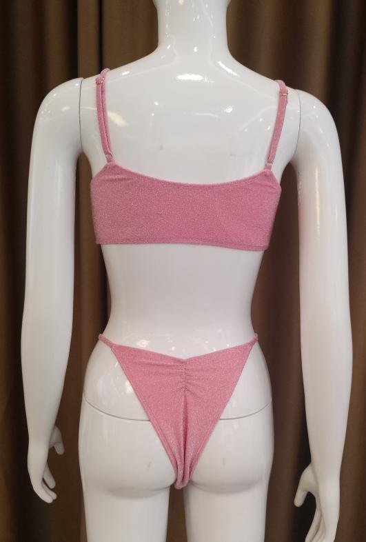 Premium Shimmer Pink Two-Piece Bikini Set