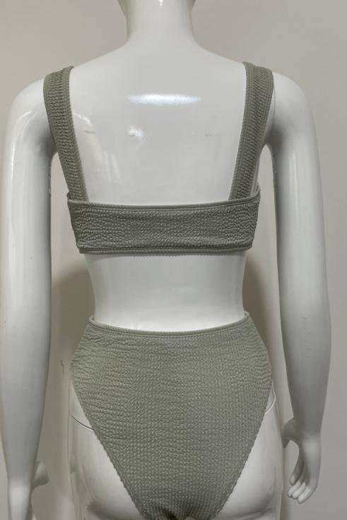 Premium Textured High-Waist Two-Piece Swimsuit