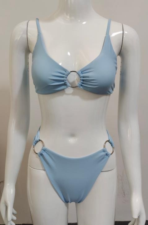 Premium Powder Blue Ring-Detail Bikini Set