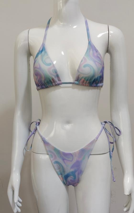 Premium Iridescent Swirl Halter Bikini Set