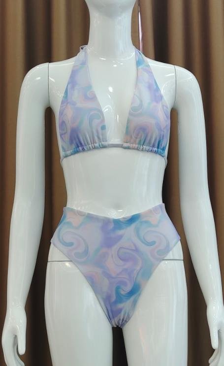 Premium Pastel Swirl Halter Bikini Set