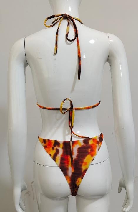 Luxury Tie-Dye Halter Bikini Set with Gold Hardware