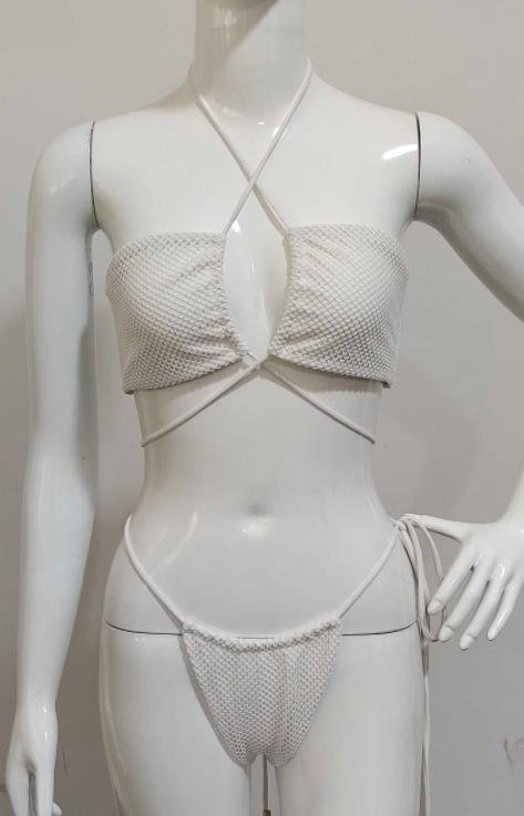 Premium Textured Strappy Bikini Set with Metallic Hardware