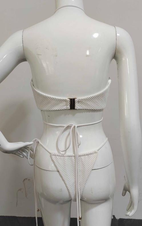 Premium Textured Strappy Bikini Set with Metallic Hardware