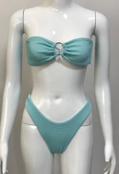 Premium Textured Teal Two-Piece Bikini Set