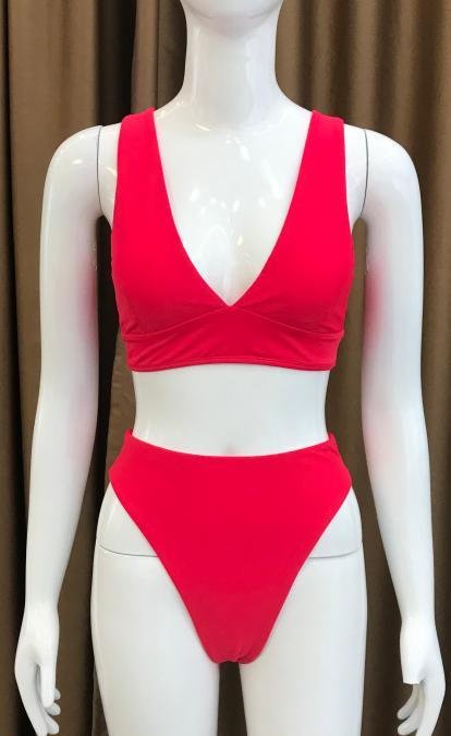 Premium Crimson Two-Piece Swimsuit