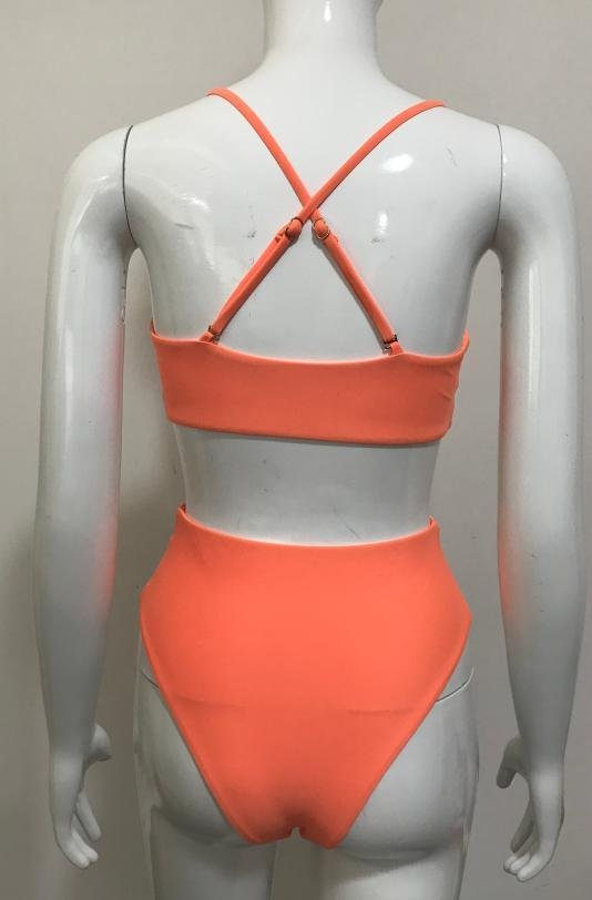 Premium Coral Criss-Cross Two-Piece Bikini Set