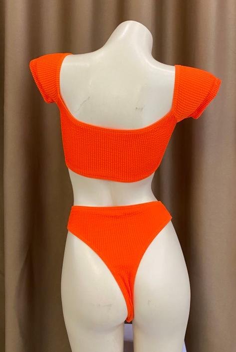 Premium Ribbed Two-Piece Swimsuit with Bow Tie Detail