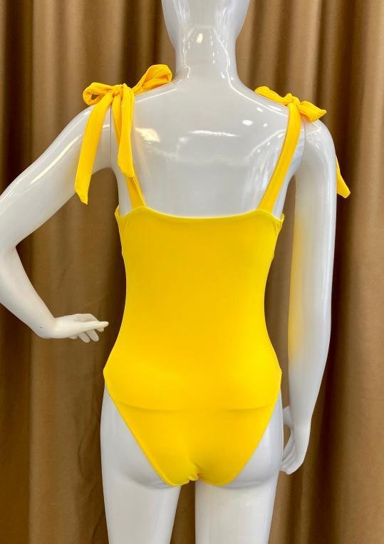 Premium Yellow Tie-Strap One-Piece Swimsuit