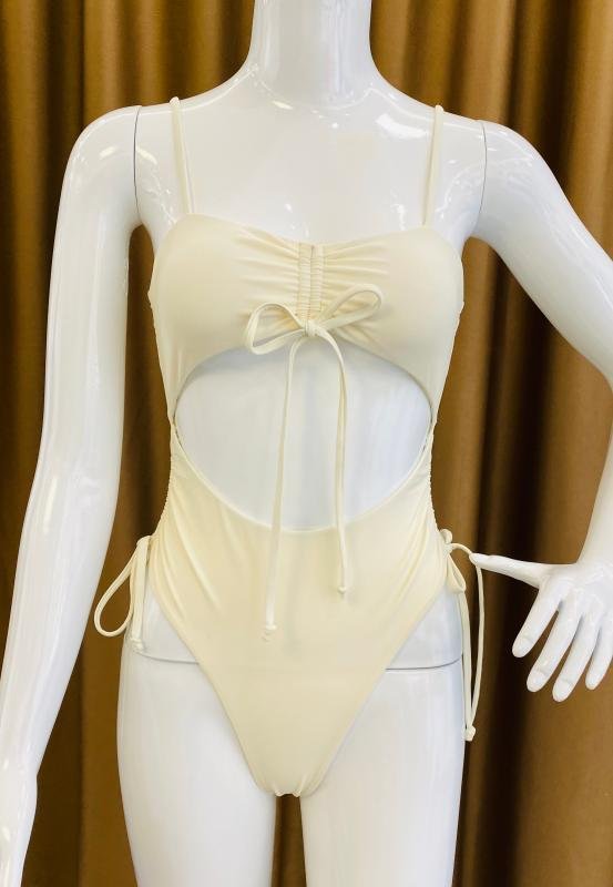 Premium Cream Cut-Out One-Piece Swimsuit
