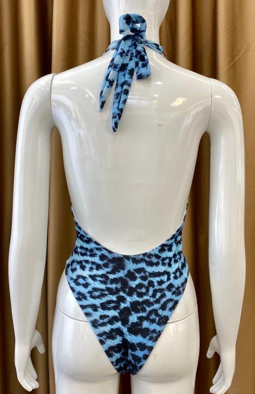 Premium Blue Leopard Halter Monokini