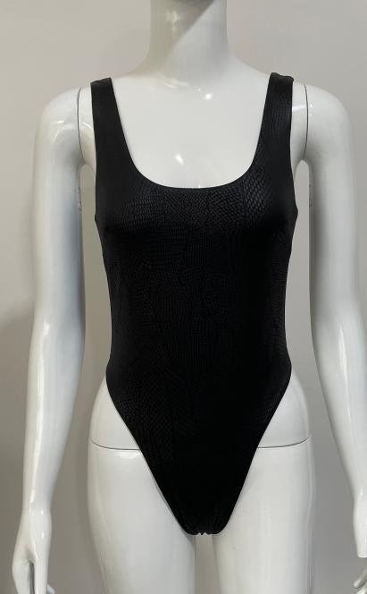 Premium Textured Black One-Piece Swimsuit