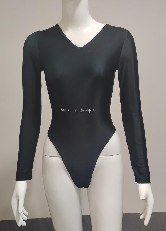 Premium Long-Sleeve V-Neck One-Piece Swimsuit