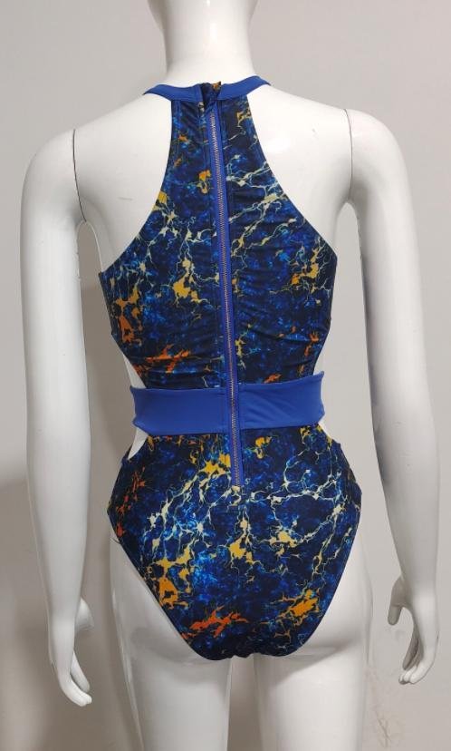 Premium Halter One-Piece Swimsuit with Contrast Waistband