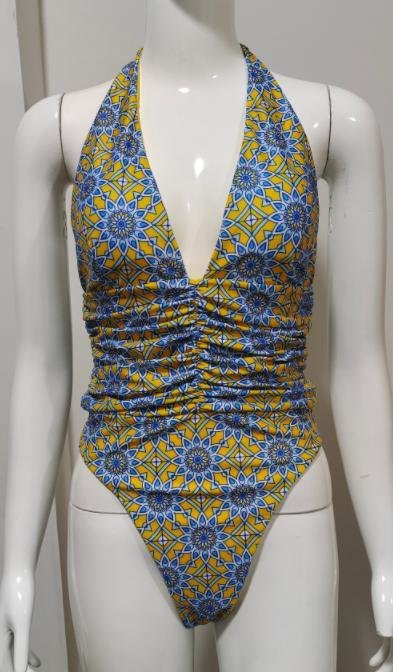 Premium Halter One-Piece Swimsuit with Ruched Bodice
