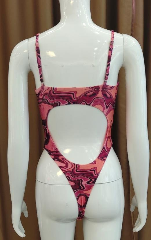 Premium Abstract Swirl Cut-Out One-Piece Swimsuit