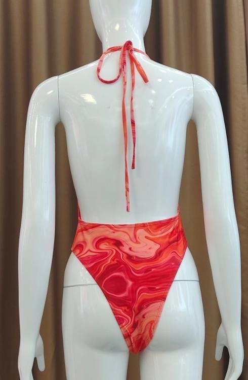 Premium Marbled Halter One-Piece Swimsuit