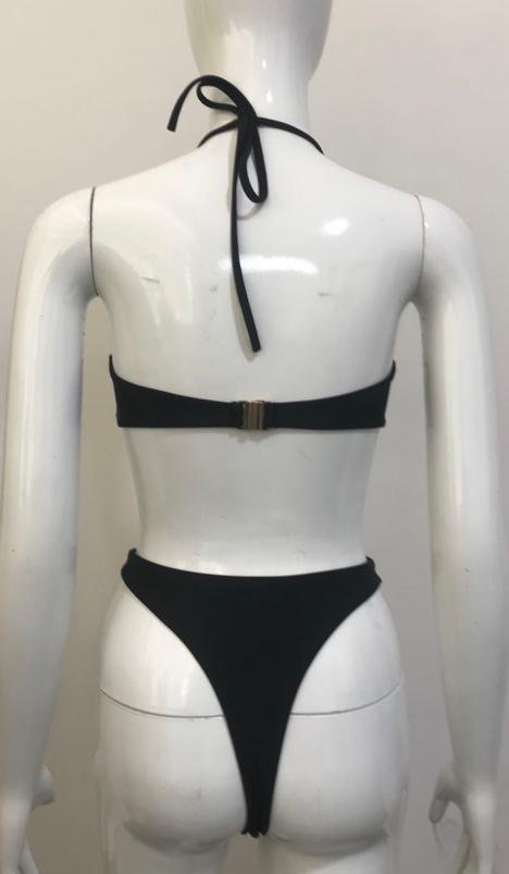 Luxury Black Plunge Monokini with Hardware Accents