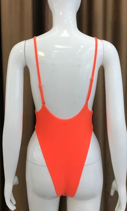 Premium Vibrant Orange Plunge One-Piece Swimsuit