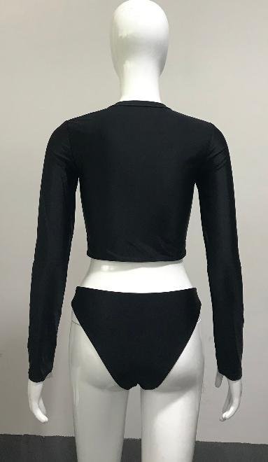 Premium Black Long-Sleeve Zip Rash Guard Set