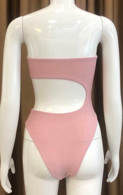 Luxe Shimmer Strapless Cutout One-Piece Swimsuit