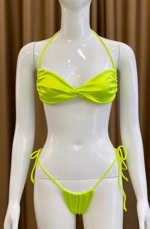 Premium Neon Lime Halter Bikini Set