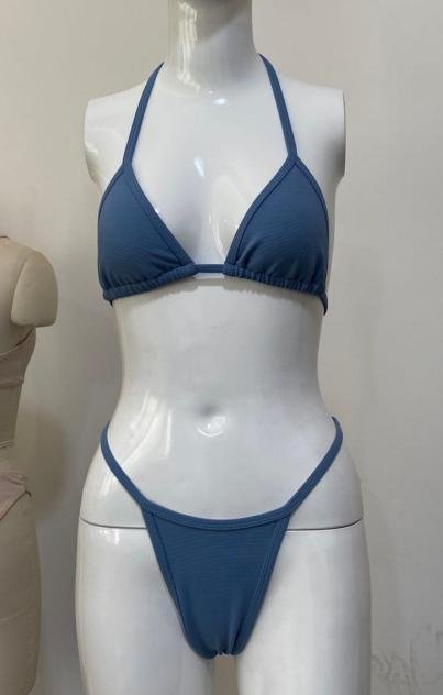 Premium Slate Blue Halter Bikini Set