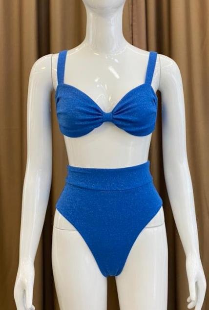 Premium Shimmer Two-Piece High-Waist Swimsuit