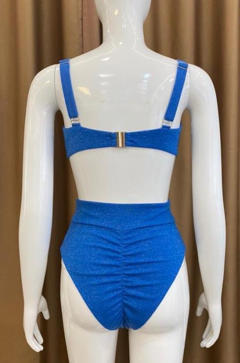 Premium Shimmer Two-Piece High-Waist Swimsuit
