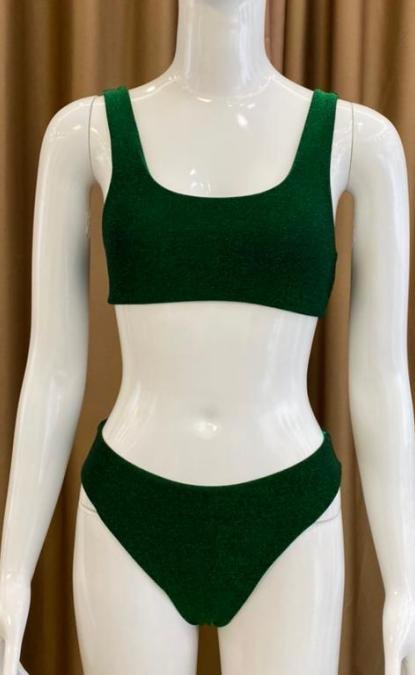 Premium Emerald Bouclé Bikini Set
