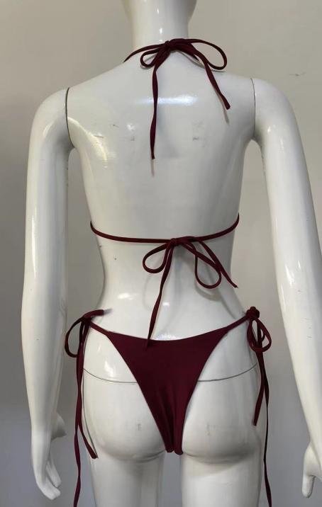 Premium Burgundy Adjustable Tie Bikini Set