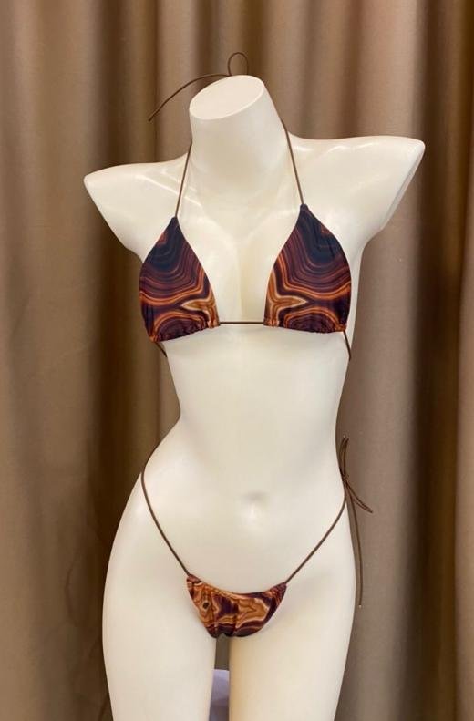 Premium Artisan Swirl Print String Bikini Set