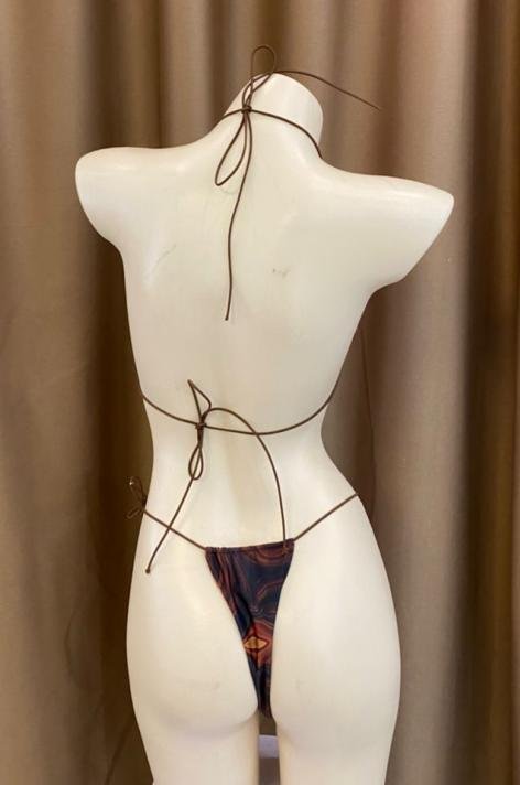 Premium Artisan Swirl Print String Bikini Set