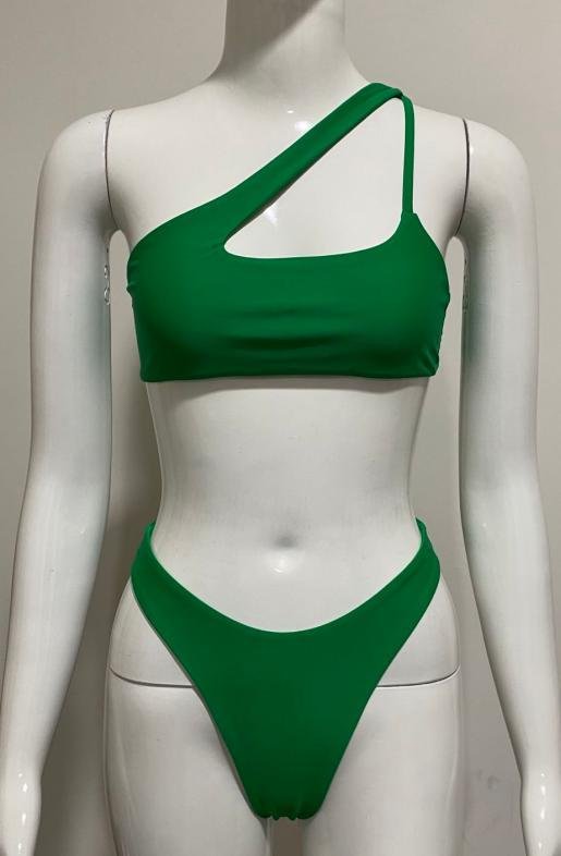 Emerald Asymmetric Cutout Bikini Set