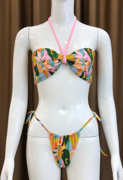 Premium Tropical Print Halter Bikini Set