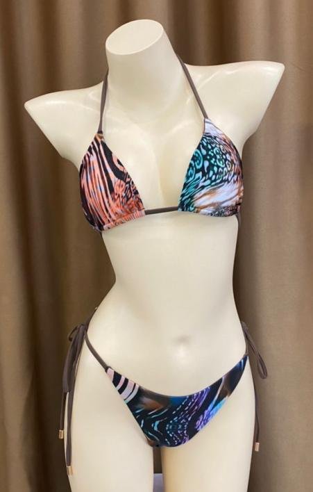 Premium Abstract Print Halter Bikini Set