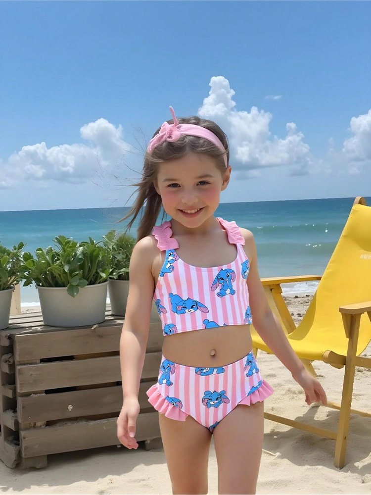 Girls’ Ruffled Strap Two-Piece Bikini Set