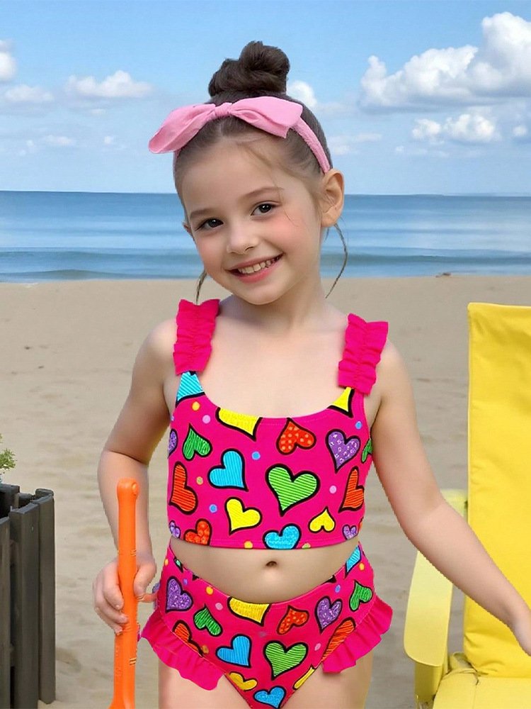Girls’ Ruffled Strap Two-Piece Bikini Set