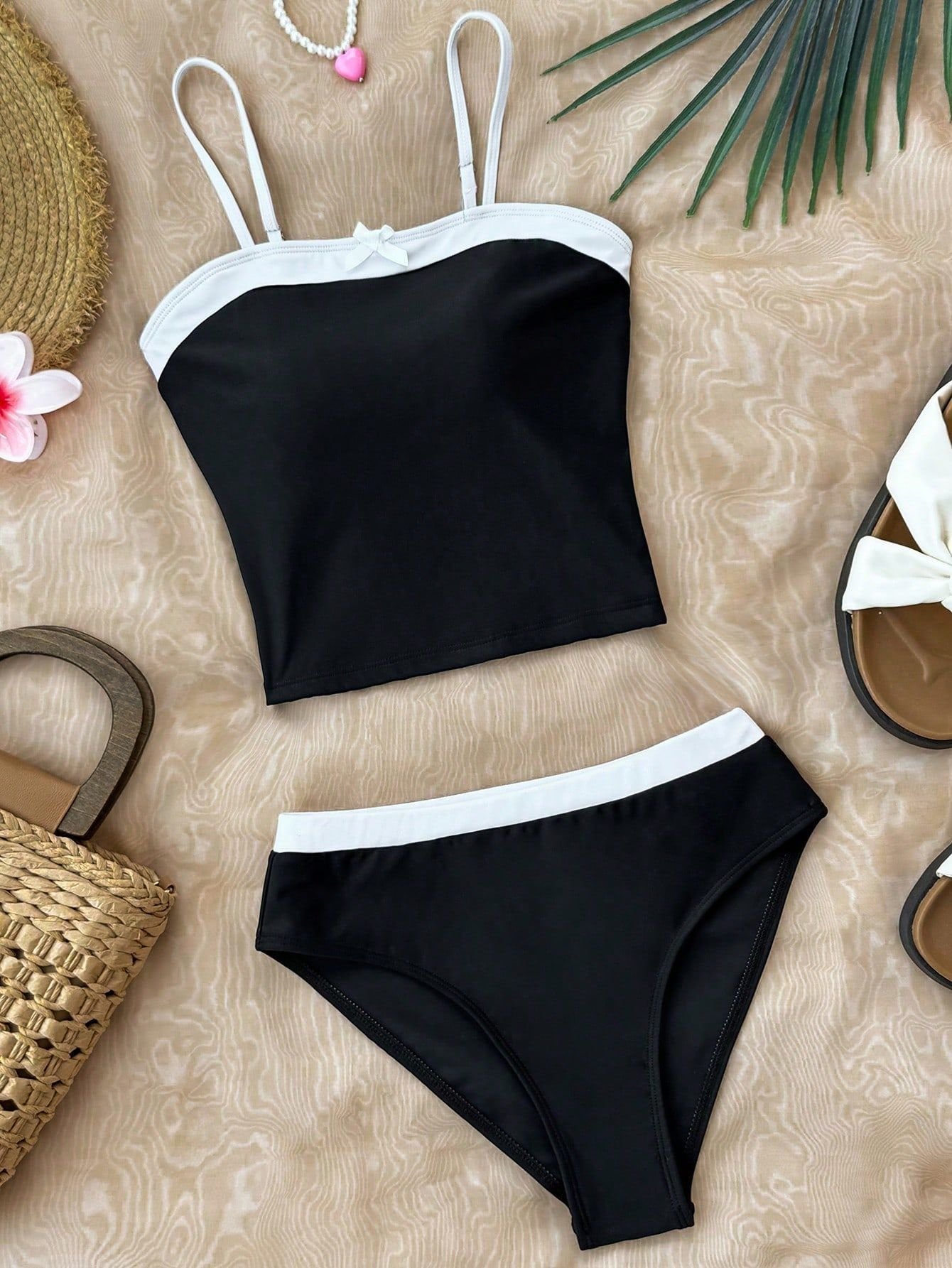 Girls’ Colorblock Spaghetti Strap Bikini Set