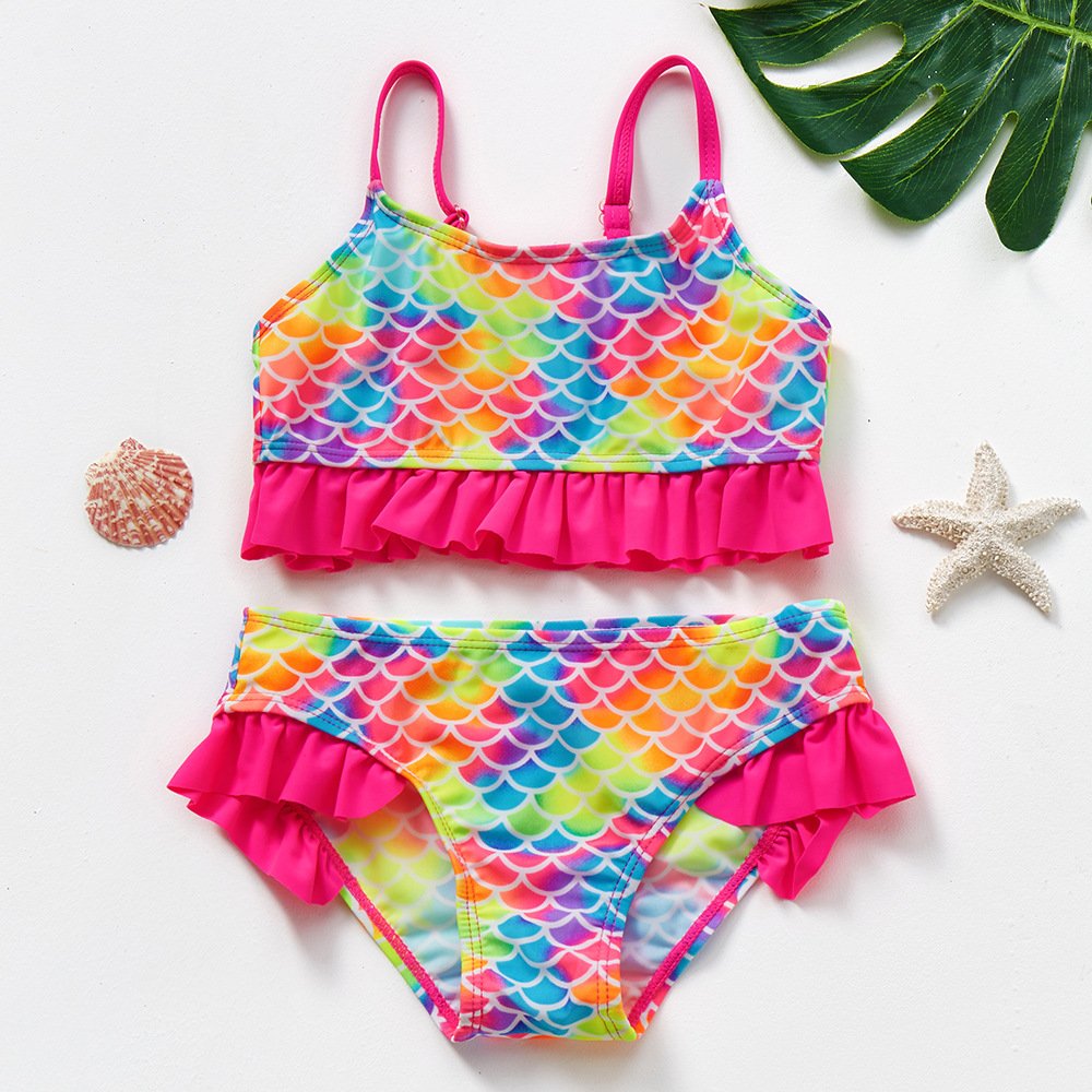Girls’ Ruffled Tankini Set with Adjustable Straps