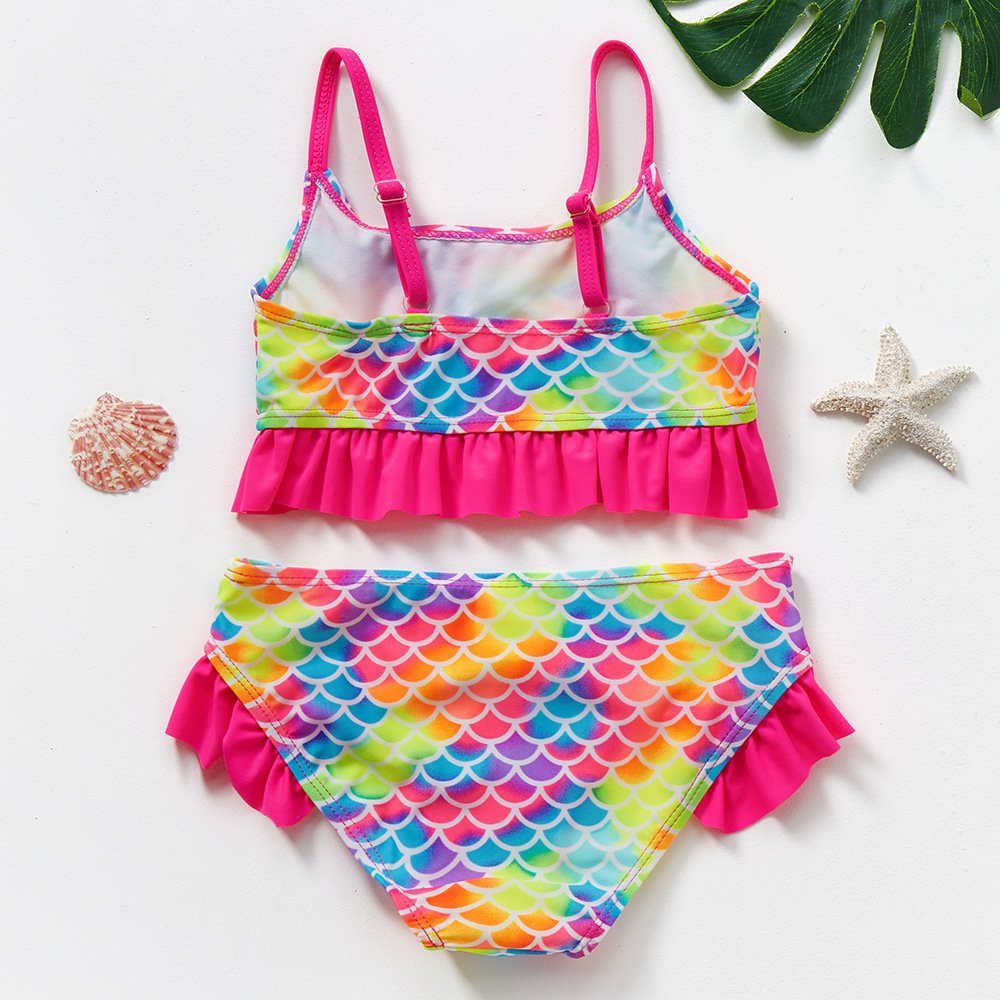 Girls’ Ruffled Tankini Set with Adjustable Straps