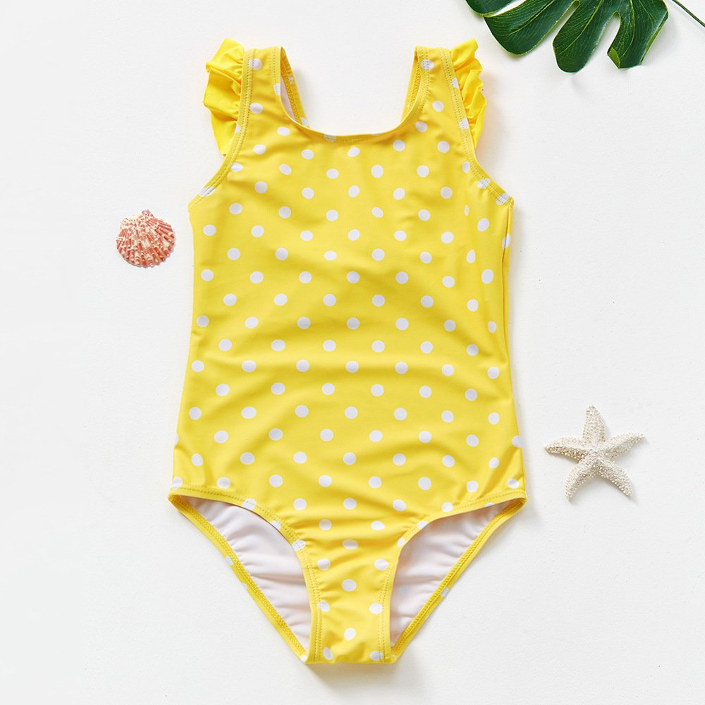 Girls’ Ruffle Strap One-Piece Swimsuit with Back Bow