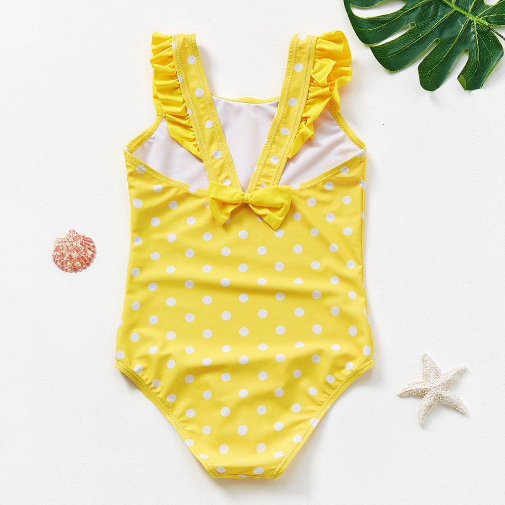 Girls’ Ruffle Strap One-Piece Swimsuit with Back Bow