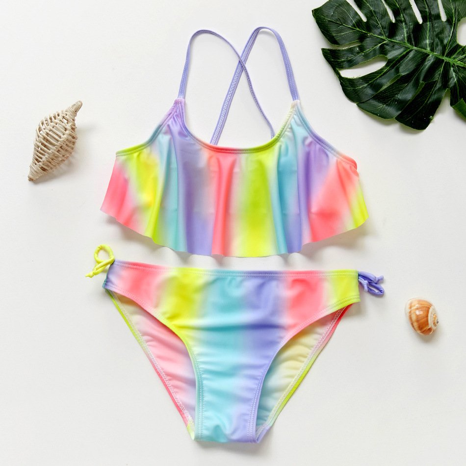 Girls’ Crossback Flounce Tankini Set
