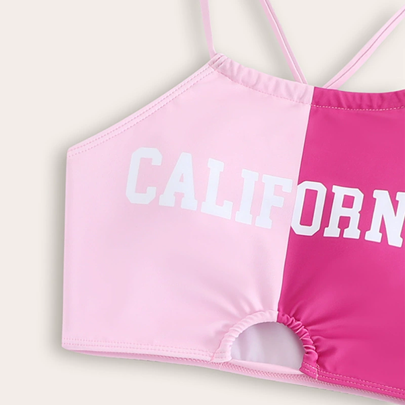 Girls Two-Piece Swimsuit Set with Cross-Strap Top and Boyshort Bottoms view 4