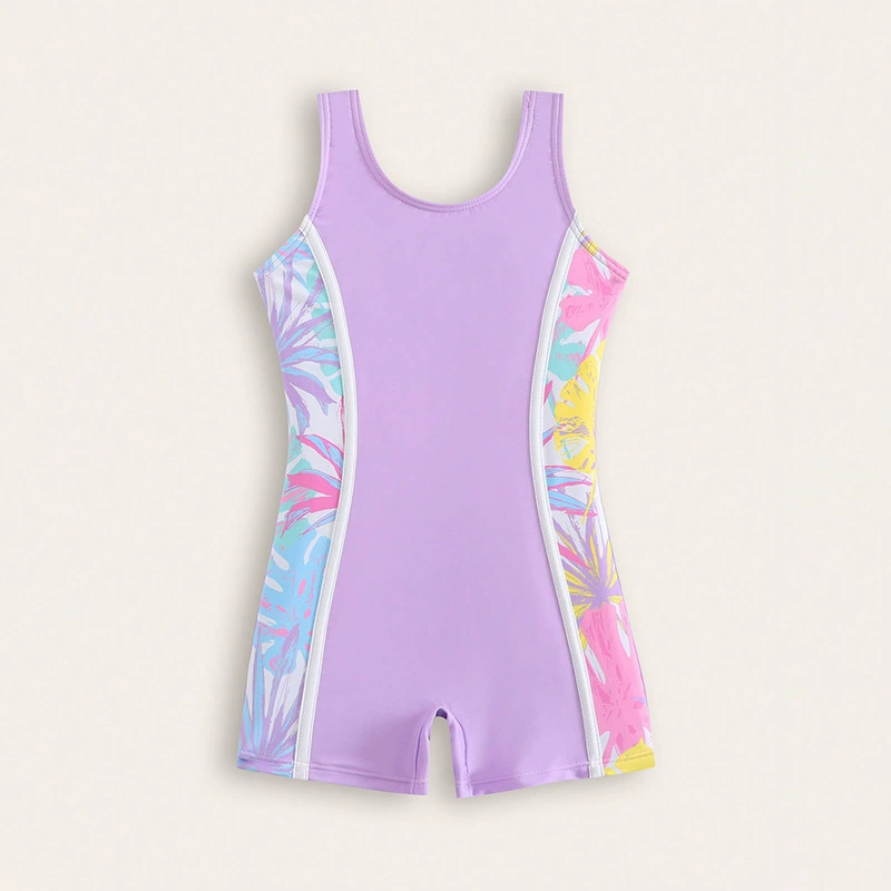 Girls Sleeveless One-Piece Swimsuit with Shorts Coverage